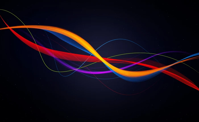 Colorful Waves orange red and blue abstract digital wallpaper 2k
