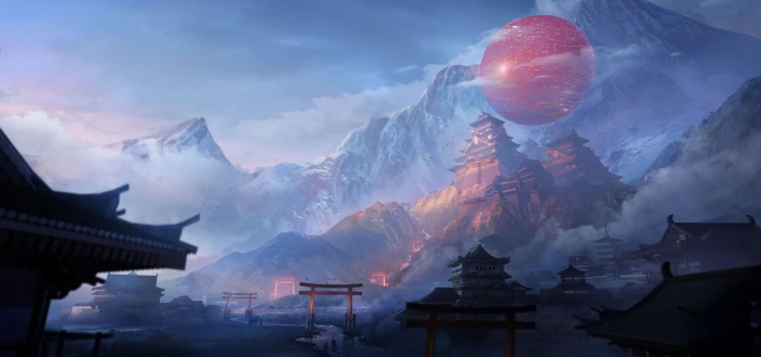 Fantasy Oriental Japan Landscape Mountain 2k
