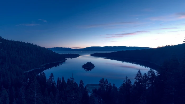 forest lake silhouette photo of during golden hour clouds 2k