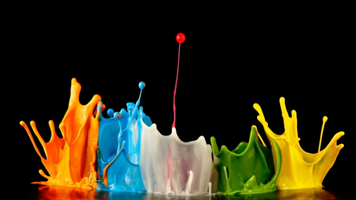 four assorted color paint splash explosion of colors splashing 2k