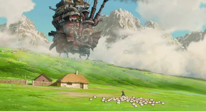 farm and ship painting Hayao Miyazaki Studio Ghibli anime 2k