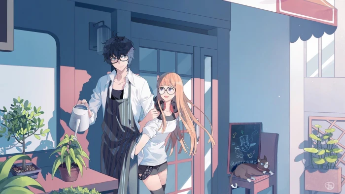 female and male anime characters Persona series 5 Protagonist 2k
