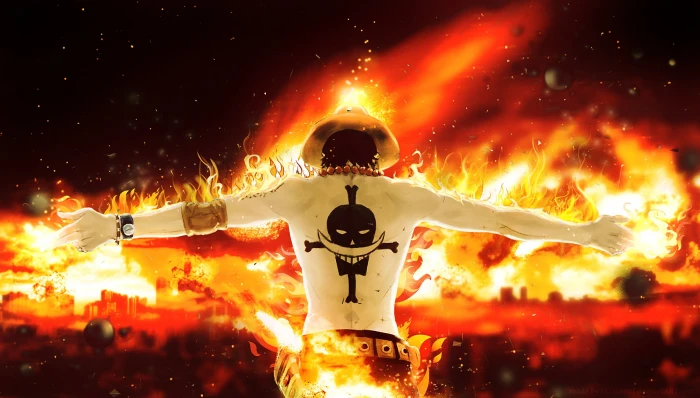 Anime One Piece Portgas D Ace night illuminated orange color 2k