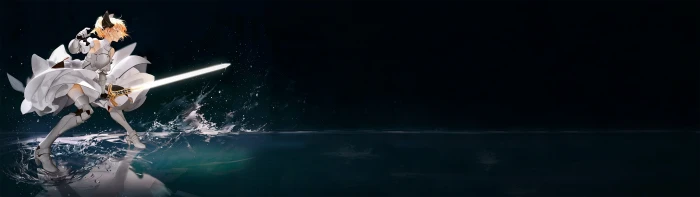 female cartoon character holding sword digital wallpaper Fate Series 2k 4k