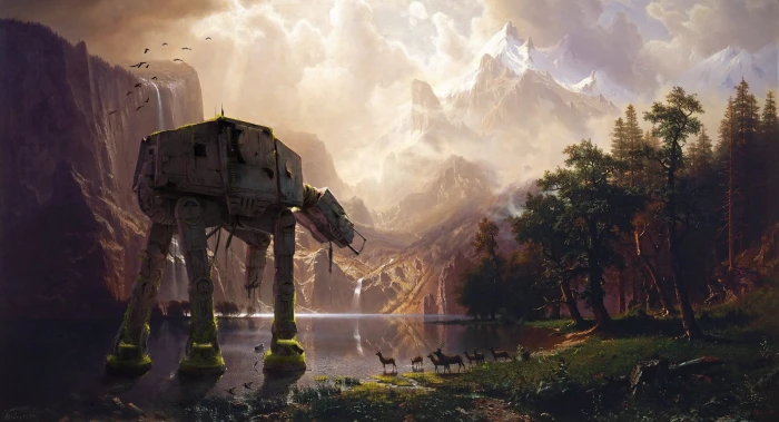 Star Wars nature elk mountains lake AT artwork landscape 2k
