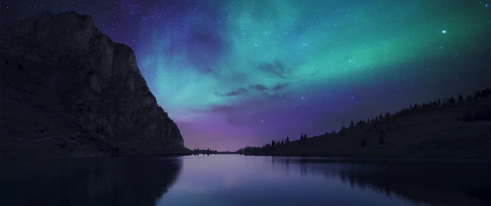 Aurora Borealis ultra wide photography nature water beauty in 2k