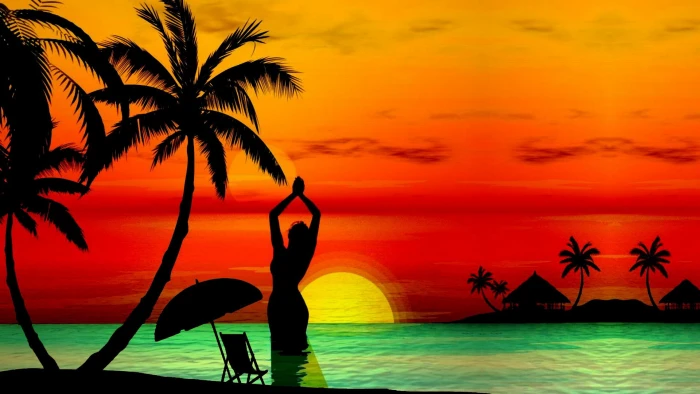 Sunset Beach From Another World holidays color beautiful cute 2k