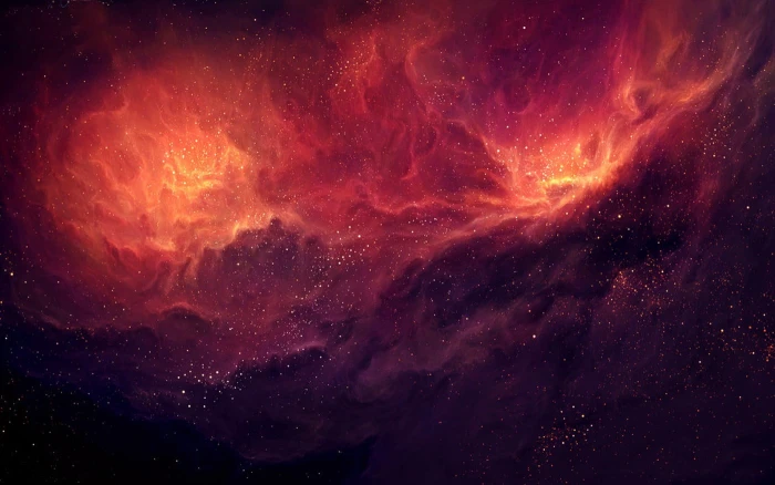 red milky way space art nebula TylerCreatesWorlds stars