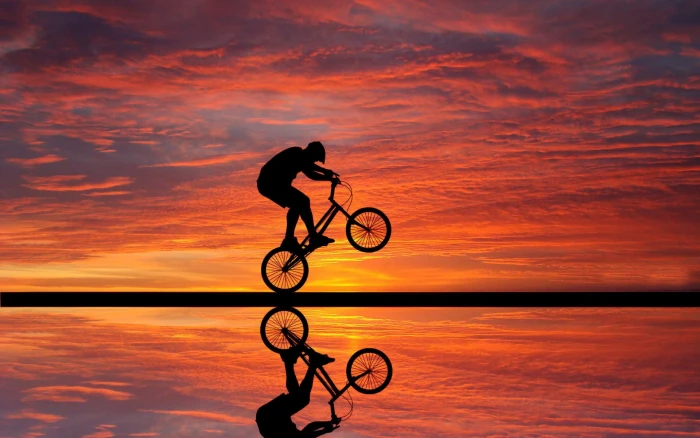 Beach Sunset Cyclista silhouette of person riding bike Sports 2k