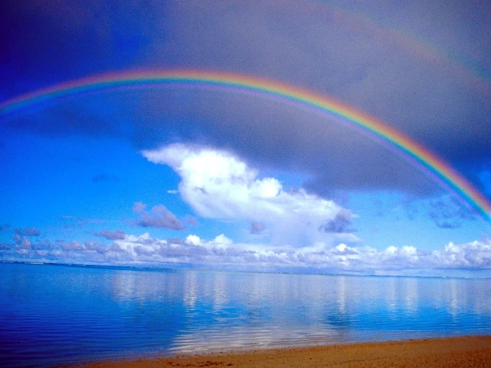 beach clouds rainbow sea sky beauty in nature water scenics 2k