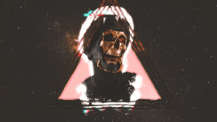 skull painting vaporwave statue digital art space night 2k