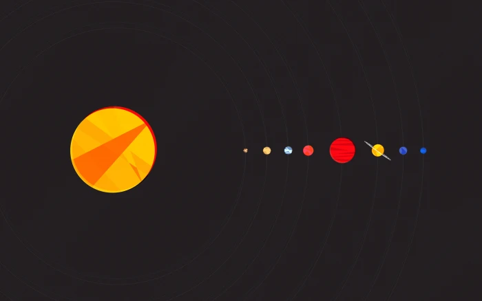 solar system illustration simple background minimalism Sun 2k