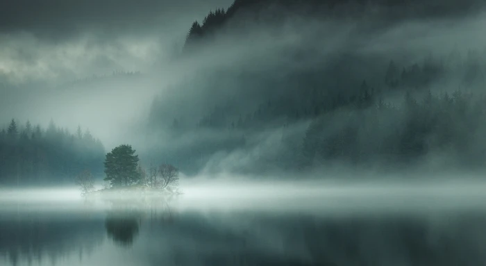 still body of water nature landscape lake mist mountains 2k