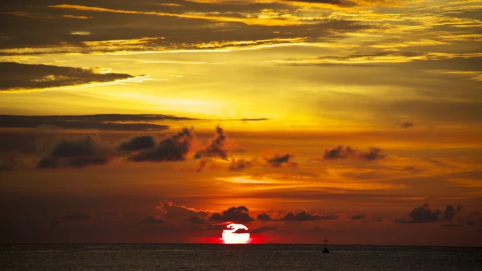 sunset beach sunlight clouds sea water sky cloud 2k