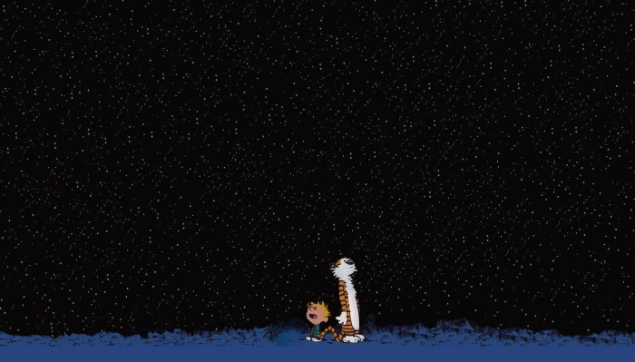 two cartoon characters illustration Calvin and Hobbes snow 2k