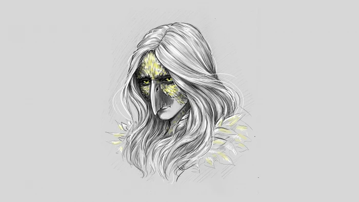 The Witcher 3 Wild Hunt fan art yellow eyes hair studio shot 2k