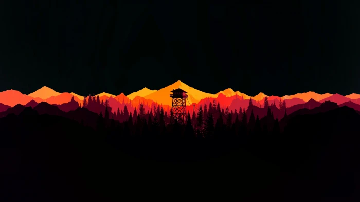 Watchtower in OLED style mountain sky silhouette beauty nature 2k 4k