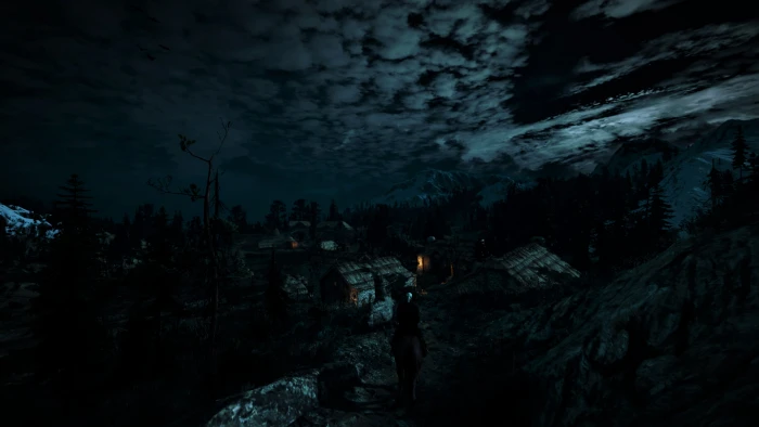 The Witcher 3 Wild Hunt night villages sky 2k