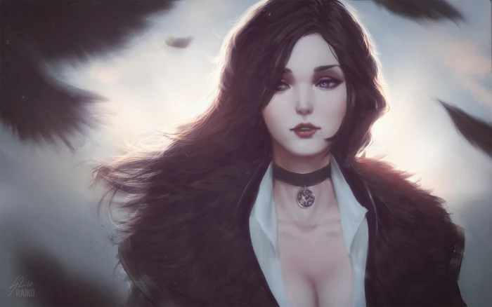 witch dark hair the witcher yennefer of vengerberg portrait 2k