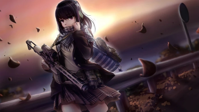 woman holding gun anime character wallpaper Anime 2k