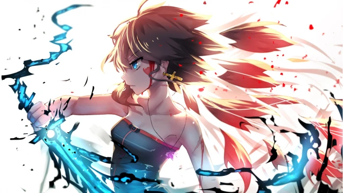 woman with sword illustration anime character girls 2k