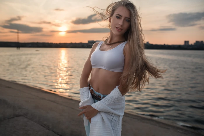 women outdoors Dmitry Shulgin model blonde water one person 2k