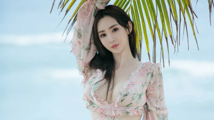 women photography model Asian looking at viewer long hair 2k