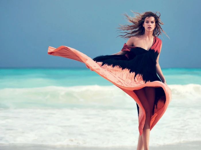 women's black and orange sleeveless dress sea wave summer 2k