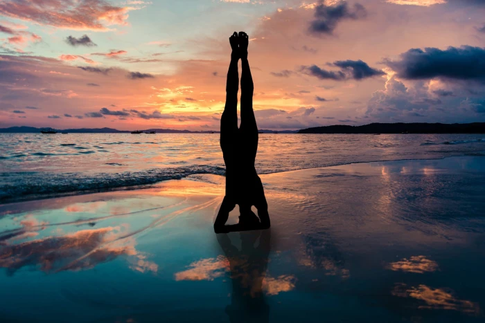 Yoga on beach people health meditation sunset sea nature 2k