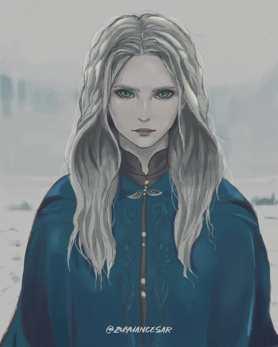 Ciri The Witcher Lion Cub of Cintra white hair green eyes 2k