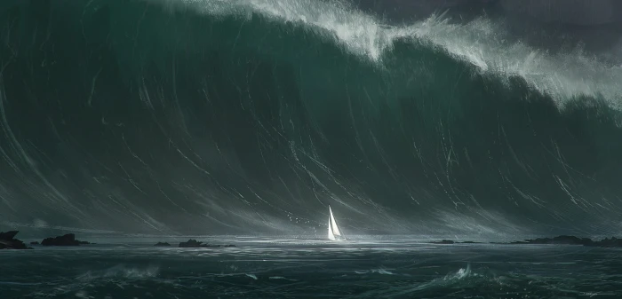 white sail boat nature Tsunami water beauty in scenics 2k