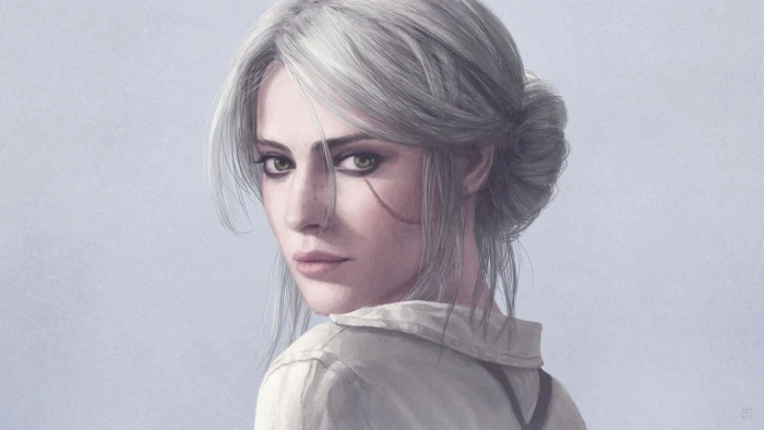 white haired female portrait The Witcher 3 Wild Hunt 2k