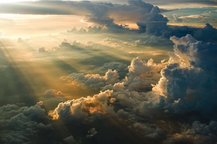 clouds Sun sunlight sky aerial view nature sun rays 2k