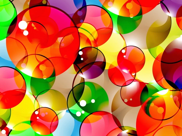 Colorful abstract background bubbles circles red green yellow and orange bubble illustration 2k