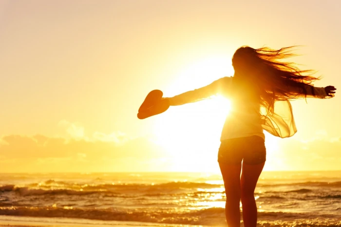 women model beach sea Sun sky sunset one person water 2k