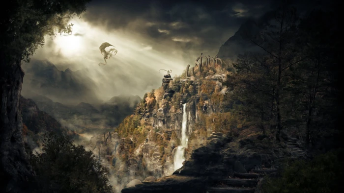 dragon flying near mountain digital wallpaper The Elder Scrolls V Skyrim 2k