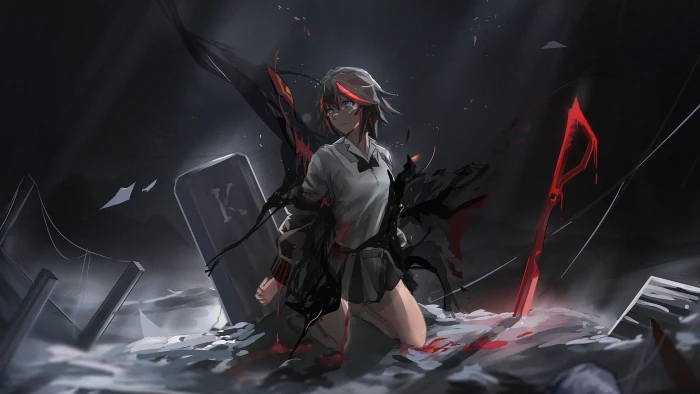female anime character digital wallpaper Kill la Matoi Ryuuko 2k