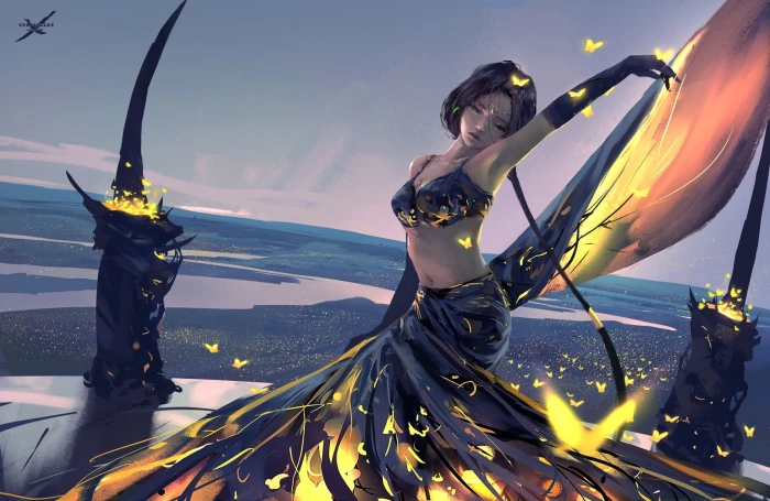 female anime character wallpaper WLOP painting Ghost Blade 2k