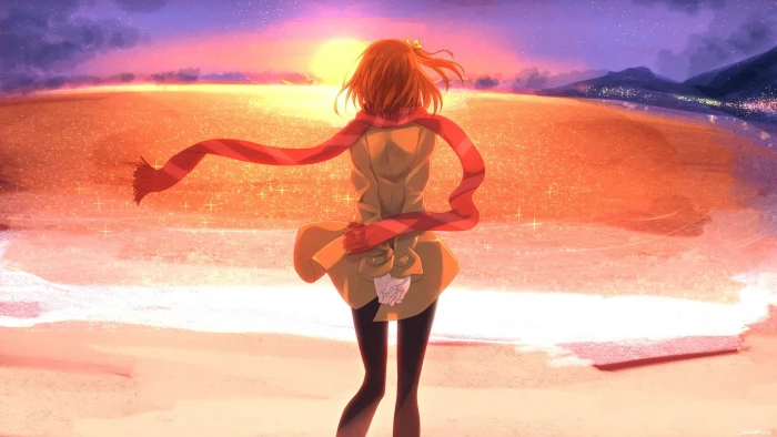 girl character standing near beach animated wallpaper anime girls 2k