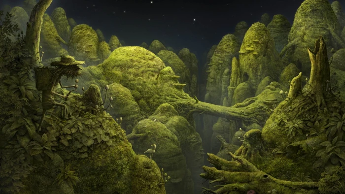 green leafed tree wallpaper fantasy art artwork forest trees 2k