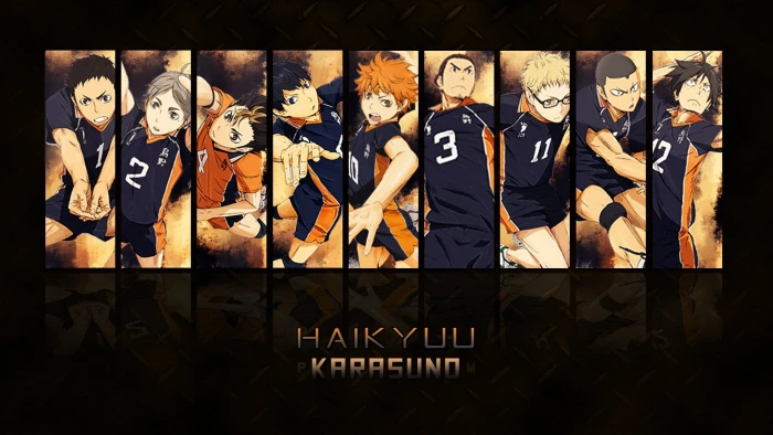 Haikyuu anime wallpaper Haikyu text group of people western script 2k