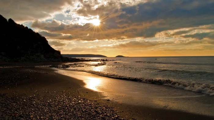 landscape beach sunset sea sky water beauty in nature 2k