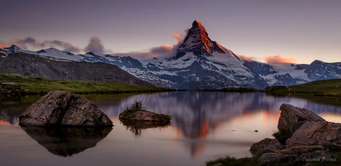 mountain view photography matterhorn dusk sunset 2k
