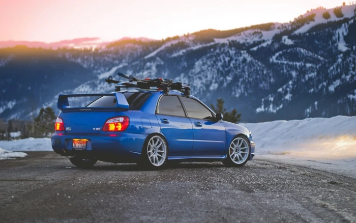 mountains snow cars subaru impreza wrx sti Nature Mountains HD Art 2k