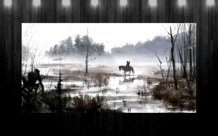painting of person riding a horse The Witcher 3 Wild Hunt video games 2k