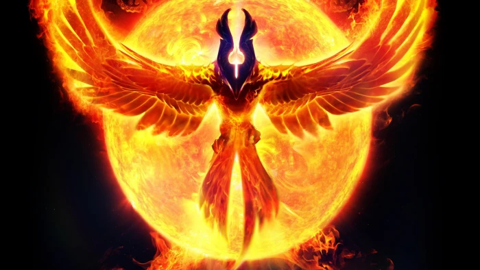 Phoenix illustration Dota 2 pheonix flame orange color burning 2k