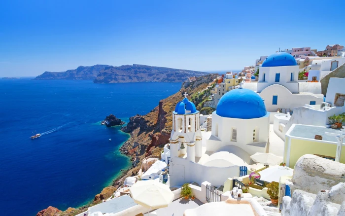 Santorini Greece landscape nature building exterior blue 2k