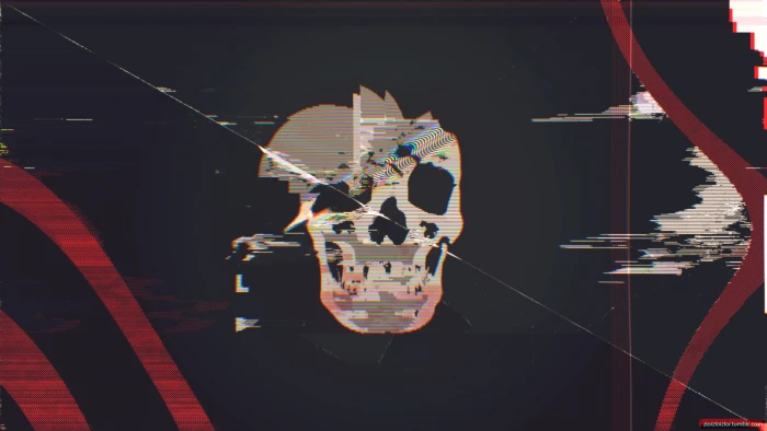 skull illustration glitch art abstract cyberpunk webpunk 2k