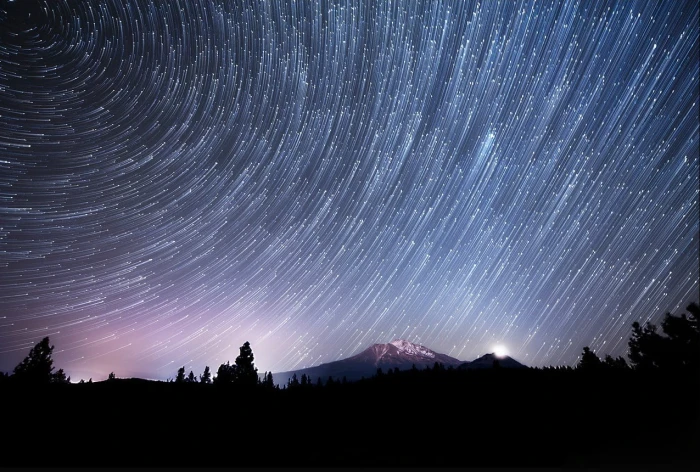 stary night nature landscape stars star trails long exposure