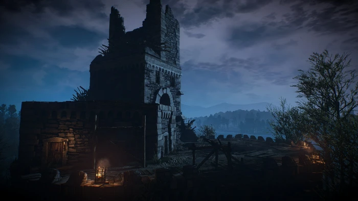 The Witcher 3 Wild Hunt video games fantasy art night ruin 2k